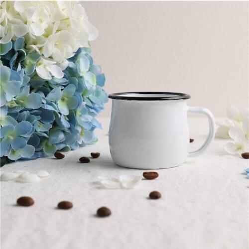 Exported to Finland Big Belly Mug Enamel Coffee Cup Childrens Cups Black Edge Enamelled Cup