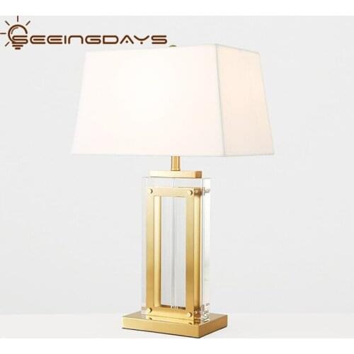 38x67cm Free Shpping Cutting Crystal Table Lamp for Bedroom Bedside Lamp for Living Room Simple Modern Lamp Home Decor