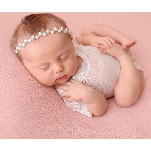 Cute Newborn Infant Floral Lace Romper Bodysuit Jumpsuit Clothes Photography Props Black / White Baby Photo Background Prop