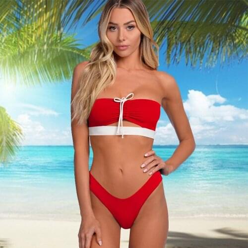 Sexy Bandeau Push Up Bikini Set Brazilian Swimwear Women Hollow Out Swimsuit Drawstring Bathing Suits Biquini maillot de bain