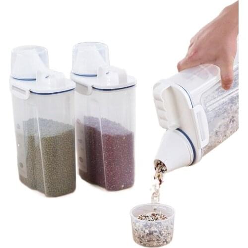 Rice container Plastic portable sealed moisture proof storage Drying bucket food storage ration transparent cereal container 2KG