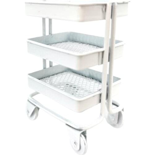 Dollhouse Miniature Furniture Shelf Bookshelf with Wheels Mini Trolley Floor Storage Display Rack Dollhouse Decoration GXMA