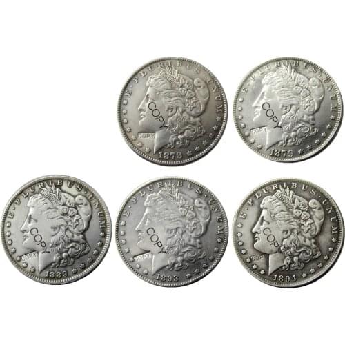 US Coins 1878cc 1879cc 1889cc 1893s 1894 5pcs Morgan Dollar copy Coins Silver Plated