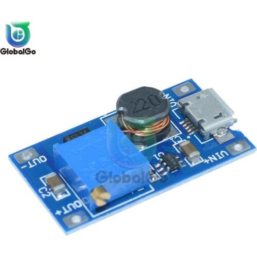 MT3608 DC-DC Step Up Converter Booster Micro USB Power Supply Module Boost Step-up Board MAX Output 28V 2A for Arduino
