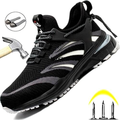 Men Work Shoes Anti-Puncture Safety Shoes Anti-Smash Steel Toe Shoes Construction Indestructible Shoes Non-slip Security Boots