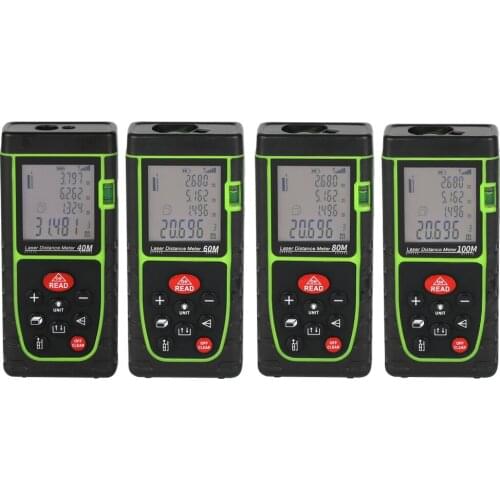 New arrival green 40M-100M high precision handheld laser range finder measure tape laser rangefinder with convenient hand rope
