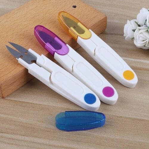 New Portable Safetly Scissors Mini Household Scissors Cross-stitch Scissors Random Color Plastic/Stainless Scissors DIY Tools