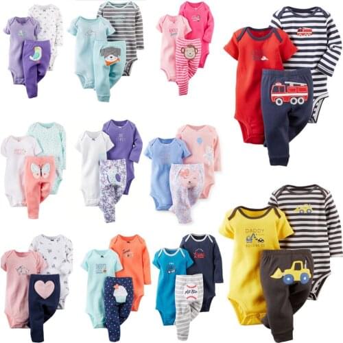 Baby girl boy clothes cartoon romper+pants newborn set summer outfit unisex new born clothing toddler costume animal print suit