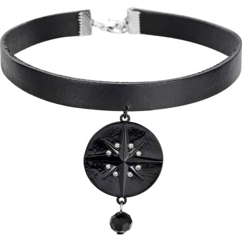 Medallion Necklace Yennefer Leather Choker Necklace Wizard 3 Game Wild Hunt Gothic Punk Jewelry Pendant Necklace Women Cosplay