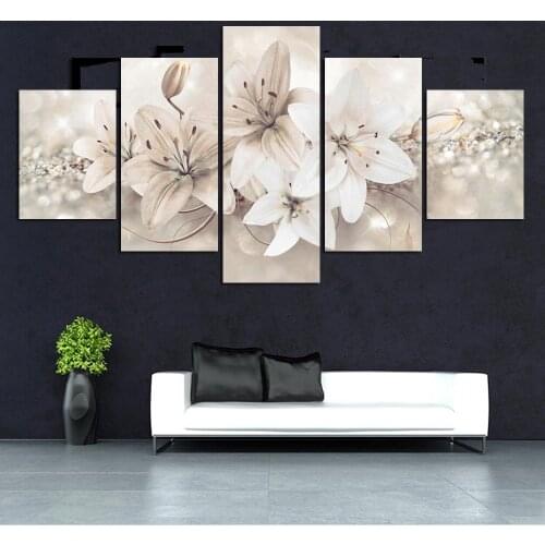 5 Pieces of HD Poster Printing Oil Painting Abstract Flower Home Decoration Modern Living Room Bedroom Wall Art Without Frame
