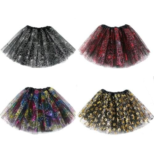 Kids Girls Dress Spider Web Cobweb Costume Skirt Tutu up Halloween Cosplay Cosplay Carnival Party A- Line Dress Female