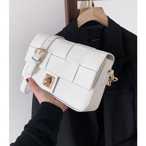 Weave Square Crossbody Bag 2021 Spring New Quality PU Leather Womens Designer Handbag Fashion Branded Shoulder Messenger Bags