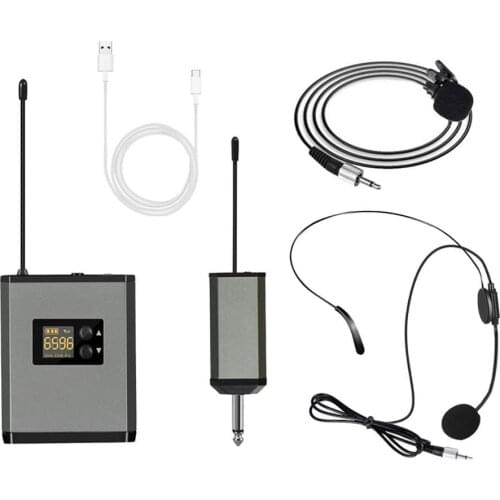 Handheld Wireless Headset Microphone Mini Lapel Bodypack Transmitter for Live Performances Recording Speech Podcast Conference