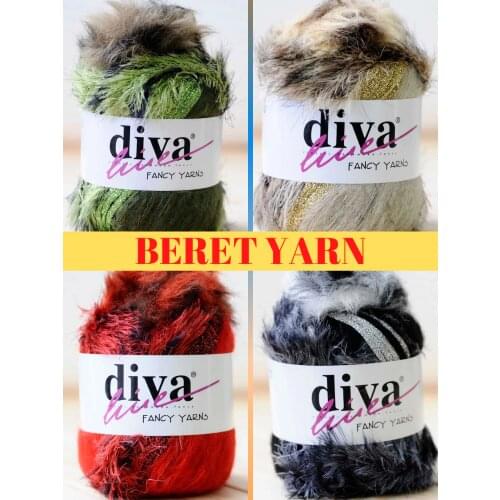 Mohair Mink Beret Yarn - 75 Meters - 65g - 5 Color Options - Polyamide - Tinsel - Polyester - Acrylic - Home Textile, Booties, Sweater, Accessory Materials, Beret, Scarf, Thread, Shawl, Beret, Multicolor - DIY