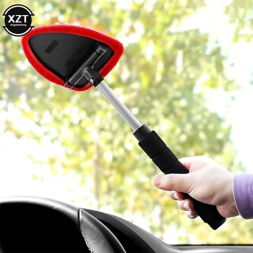 Car Long Handle Windshield Cleaner Brush Wiper Telescopic Handle Auto Window Glass Washer Soft Towel Brush Car Care Cleaning Too
