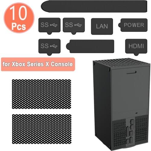 Silicone Dust Plugs 2 Meshs Set USB HDMI LAN Power CD-Driver Interface Anti-dust Cover Dustproof Plug for Xbox Series X Console
