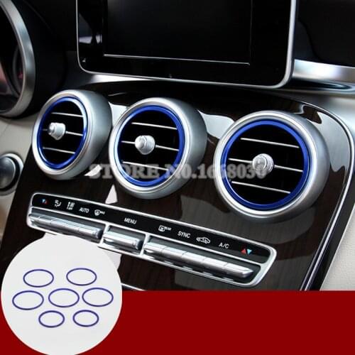 Blue Inner Air Vent Outlet Cover Ring 7pcs For Mercedes Benz GLC X253 2015-2020 Car accesories interior Car decoration