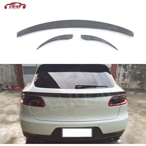 For Macan Rear Trunk Middle Spoiler For Porsche Macan Spoiler 2014 - 2018 Carbon Fiber / FRP Black Boot Belt Wings 3 PCS/Set