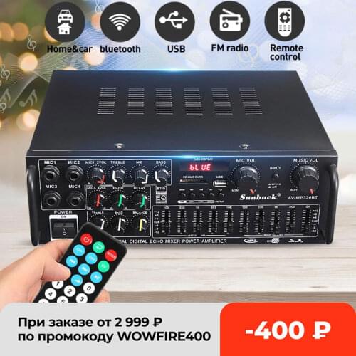 2000W 110V to 240V Audio Power Amplifier Home Theater Amplifiers Audio with Remote Control Support FM USB SD Card bluetooth
