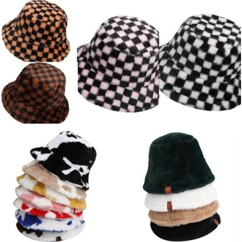 Velvet Warm Winter Autumn Bucket Hats For Women Girls Thick Fashion Sun Milk Stripe Lady Female Out-door Fisherman Hat Headwear