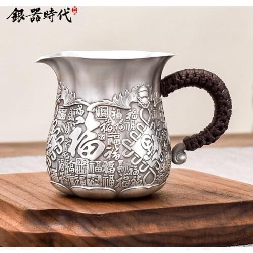 Fair silver age seiko fine silver cup S999 pure manual best blessing tea, kungfu tea tea tea sea
