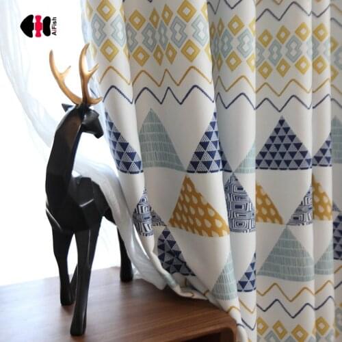 Yellow Geometric Print Blackout Curtains for Living Room Farmhouse Darkening Thermal Insulated Sliding Glass Door Drapes