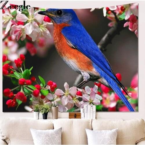 Zeegle Flower Bird Tapestry Rectangle Wall Hanging Beach Throw Towel Yoga Mat Bedspread Table Cloth Home Printed Decoration