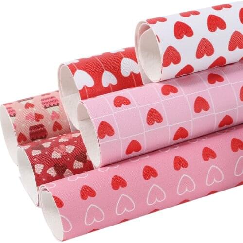 IBOWS 22*30cm 1pc Artificial Faux Synthetic Leather Valentines Day Printed Fabric Sheet DIY Hair Bows Home Decoration Supplies