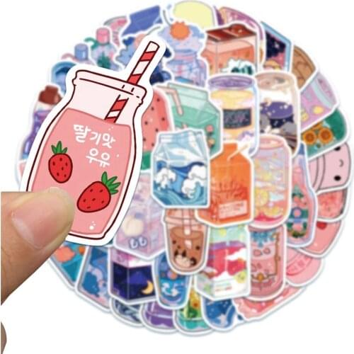 10/30/50 PCS cute and sweet food and beverage bottle stickers creative handbook diary mobile phone case decoration stickers gift