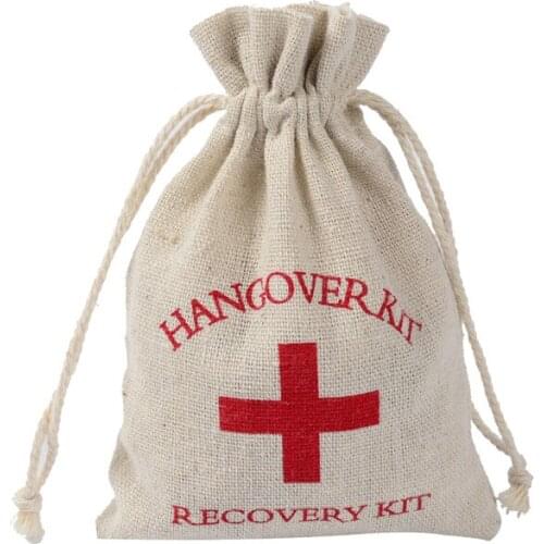 10pcs Wedding Hangover Kit Bags Burlap Jute Wedding Favor Bag Bachelorette Event Party Decorations