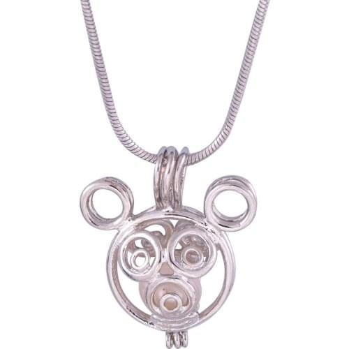 18kgb lovely Bear Pearl Cage Pendants plated sliver Love Pearl Pendant Jewelry Good Gift Women P32