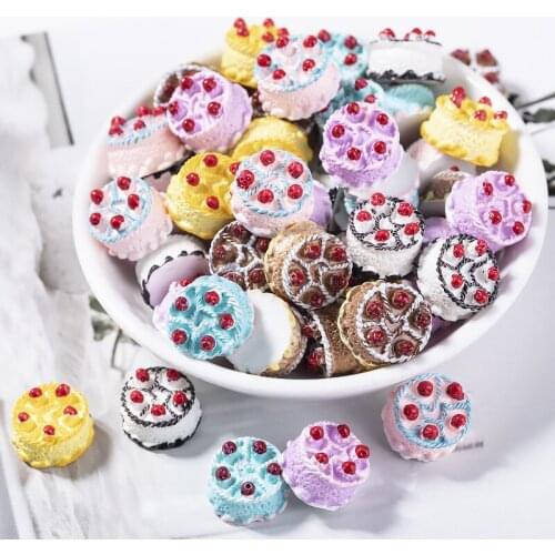 20pcs Simulation Cream Cake Dessert Resin Food Toys DIY Crafts Phone Shell Patch Ornaments Kids Hair Accessories Decor Materials