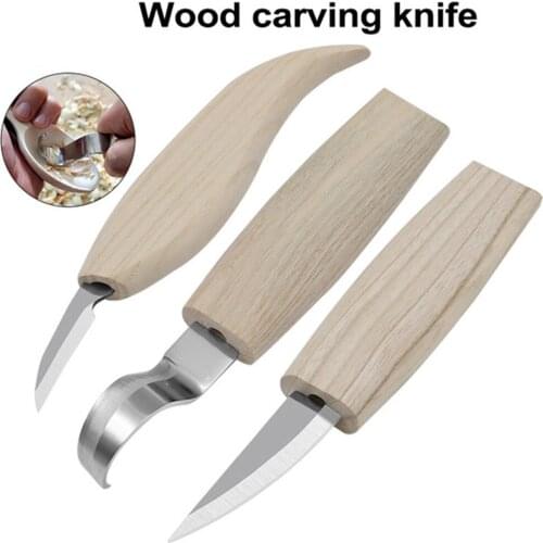 3 in 1 Wood Carving Knife Chisel Woodworking Cutter Woodcarving Cutters High Strength Hooked Whittling Cutter Hand Tool Set