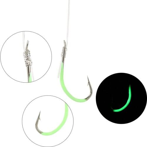 30pcs/Set Luminous Carbon Fishing Hooks with line Baits Wire Freshwater Bait Rigs Saltwater Fishing Barbed Hook Sabiki Rigs B4