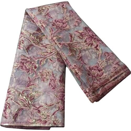 5yards/pc) Newest African jacquard net lace beautiful flowers brocade tulle lace fabric for attractive party dress FHS088