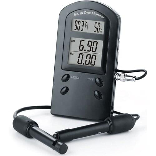 6 in 1 Multiparameter water quality analyzer with three-level LCD display Digital PH Temp RH EC CF TDS Meter tester