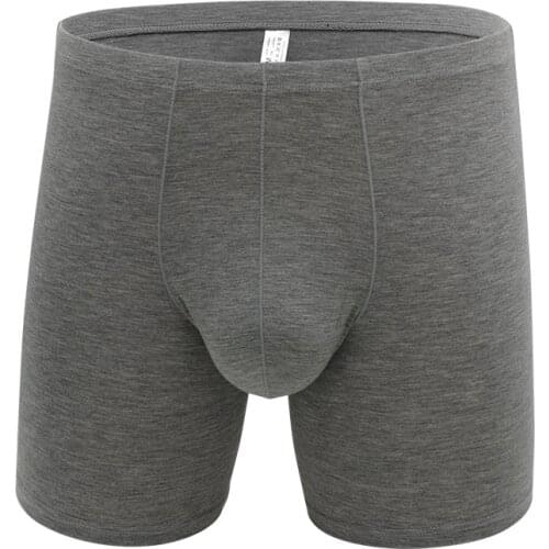 95% Bamboo Fiber Viscose Mens Long Leg Boxers For Gym Cycling Men Underwear U Convex Pouch Male Panties Sport Boxershorts Sexy