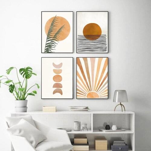 Abstract Boho Nursery Wall Gallery Printable Poster Canvas Painting Sun and Moon Wall Art Print Picture Living Room Home Decor