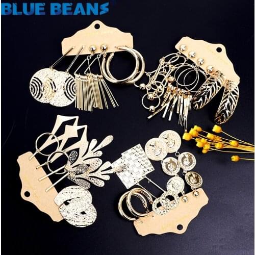 Bohemian Fashion Ethnic Dangle Drop Earrings for Women Female Fashion Womens Earrings Sets Ornament Golden Metal Earrings