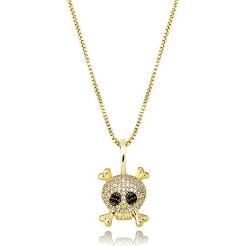 Hip Hop CZ Stone Paved Bling Ice Out S925 Sterling Silver Pirate Skull Pendants Necklaces for Women Men Fashion Jewelry