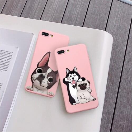 Patterned Cartoon Pet Dog Husky Corgi Phone Case Coque For iPhone XR 6 6S Plus X 5 SE Plus Pink Phone Cover For iPhone 8 7 Plus