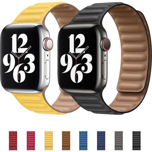 For Iwatch Series 6 Se 5 4 3 2 44mm 40mm 42mm 38mm two-color loop magnetic buckle business portable leather apple strap bracelet