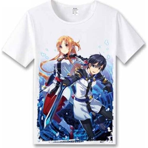 High-Q Unisex Anime Cos Sword Art Online Kirigaya Kazuto Kirito Yuuki Asuna Cotton Casual T-Shirt Tee T Shirts