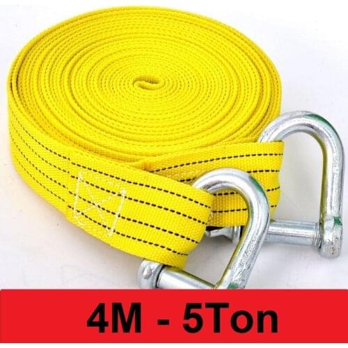 4M Heavy Duty 5 Ton Car Tow Cable Towing Pull Rope Strap Hooks Van Road Recovery