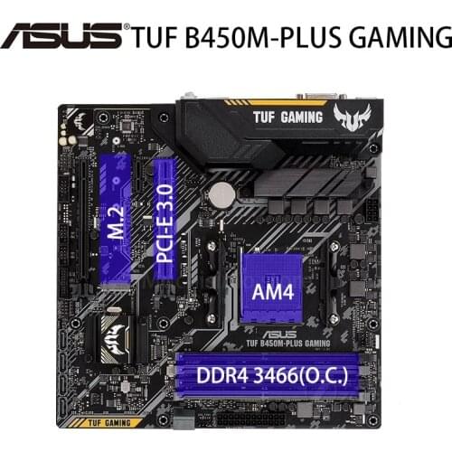 Socket AM4 Asus TUF B450M-PLUS GAMING Motherboard DDR4 PCI-E 3.0 64GB M.2 HDMI AMD Ryzen Desktop B450 Mainboard AM4 HIFI Used