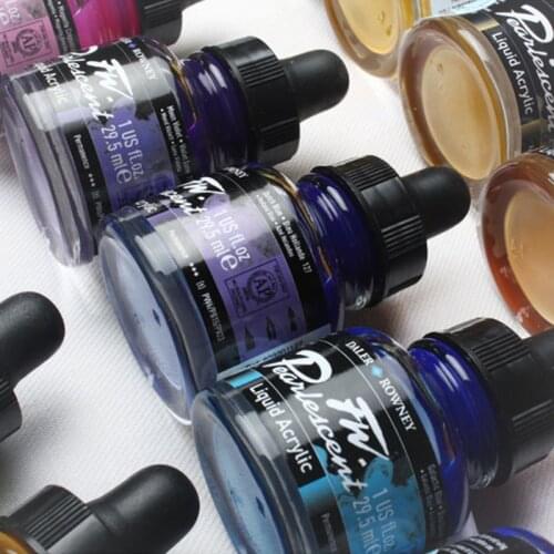 Import DALER ROWNEY Artists' Acrylic INK Pearl Luster Ink Liquid Acrylic Paint Metallic Luster Acrylic Color Powder Nail Supplie