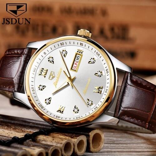 JSDUN 2021 Fashion Brand Mens Automatic Mechanical Watch Date Luxury Waterproof Clock Male Reloj Hombre Relogio Masculino