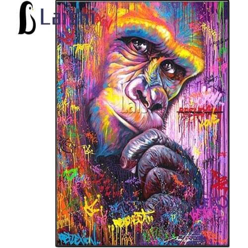 Full Square Round diamond Diamond Painting Graffiti Gorilla DIY Diamond Embroidery Rhinestone Animal Mosaic Picture Home Decor