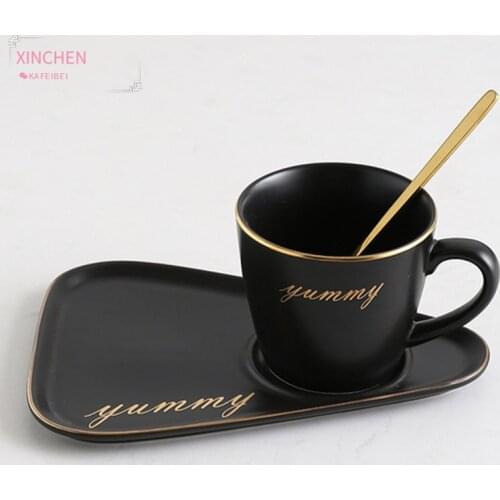 Ceramic Mug Coffee Cup and Saucer Set Dessert Afternoon Tea Cutlery with Tray Spoon Luxury Phnom Penh and Simple Creative Mugs