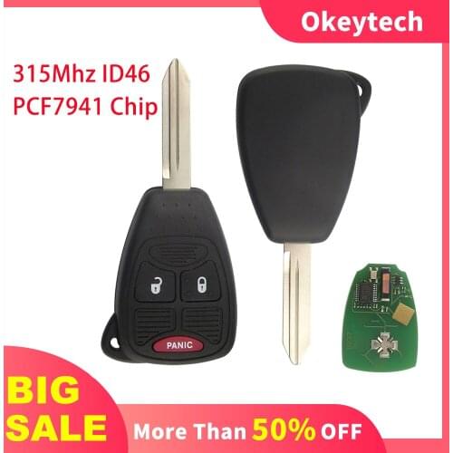 OkeyTech 2+1 Buttons Smart Remote Car Key For Chrysler Dodge Caliber For Jeep Patriot Pacifica Liberty 315Mhz ID46 PCF7941 Chip